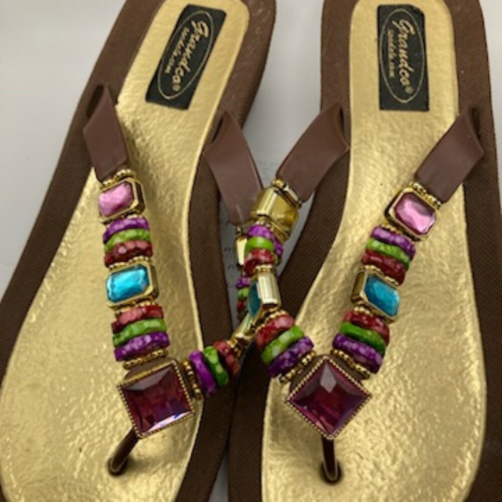 Grandco Rainbow Jeweled Thong Sandal